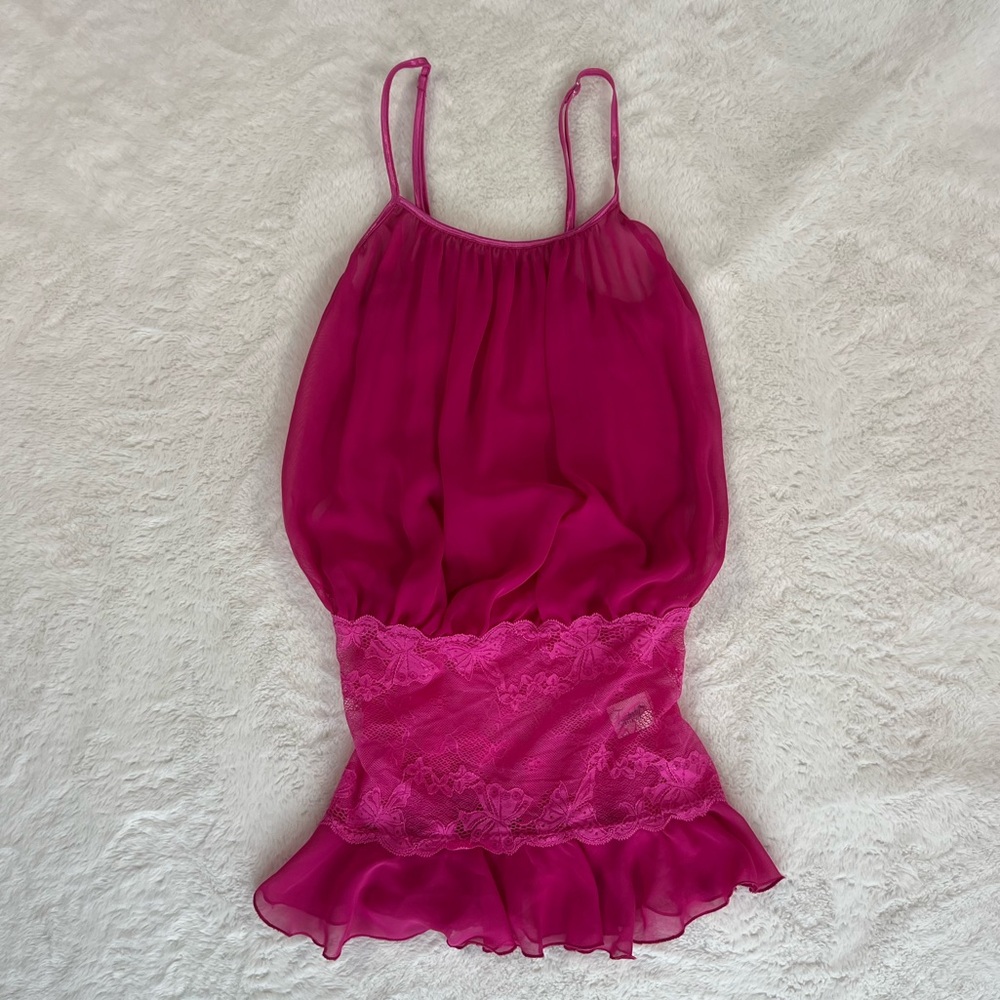 Fantasy Flowy Sheer Cami With Lace Waist